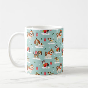 Weihnachtshunde in Cosy Scarves Muster Kaffeetasse