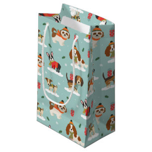 Weihnachtshunde in Cosy Scarves Muster Kleine Geschenktüte