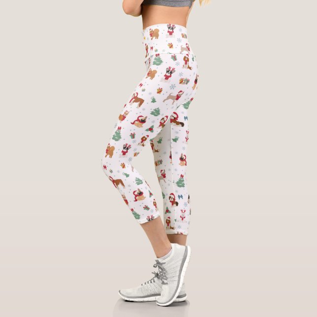 Weihnachtshunde in Weihnachtszubehör Capri Leggings (Links)
