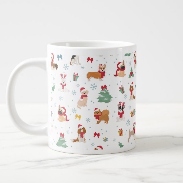 Weihnachtshunde in Weihnachtszubehör Jumbo-Tasse (Links)
