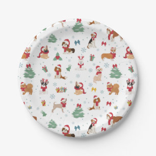 Weihnachtshunde in Weihnachtszubehör Pappteller