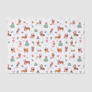 Weihnachtshunde in Weihnachtszubehör Seidenpapier