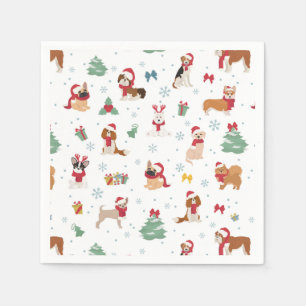 Weihnachtshunde in Weihnachtszubehör Serviette