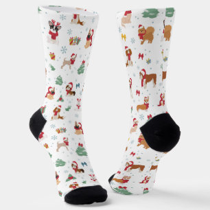 Weihnachtshunde in Weihnachtszubehör Socken