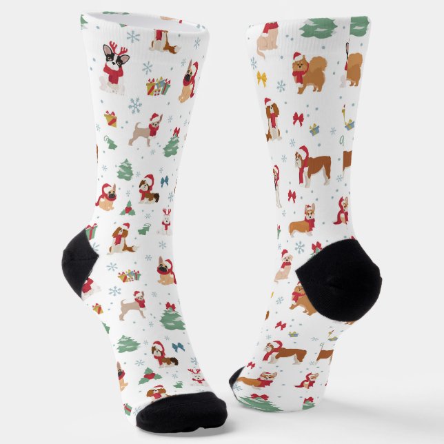 Weihnachtshunde in Weihnachtszubehör Socken (Gewinkelt)