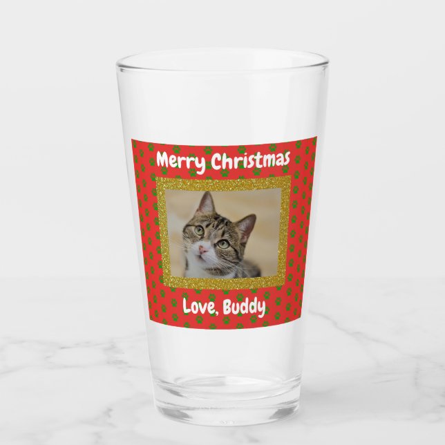 Weihnachtshunde Katze Vater Foto Pet Beer Pint Glas (Vorderseite)