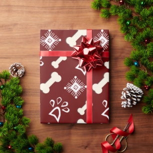 Weihnachtshunde Knochen-Schneeflocke Muster Geschenkpapier