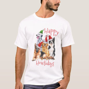 Weihnachtshunde mit Hüten Happy Howlidays T-Shirt