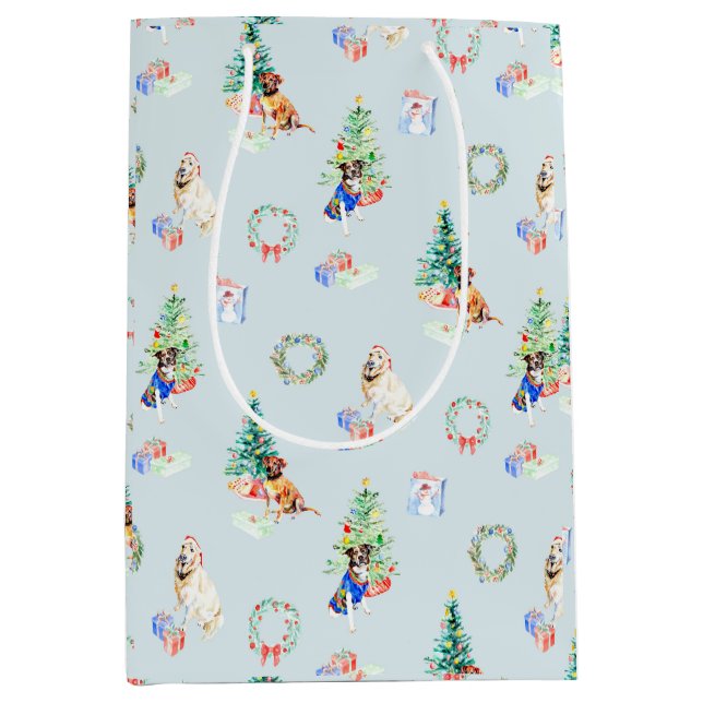 Weihnachtshunde Mittlere Geschenktüte (Vorderseite)