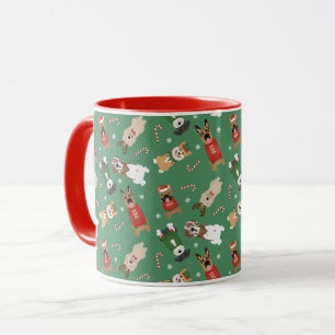 Weihnachtshunde Muster Red Green Tasse