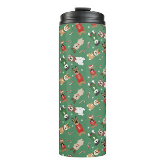 Weihnachtshunde Muster Red Green Thermosbecher