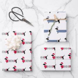 Weihnachtshunde Niedlich Graphic Dackeln 3-teilige Geschenkpapier Set