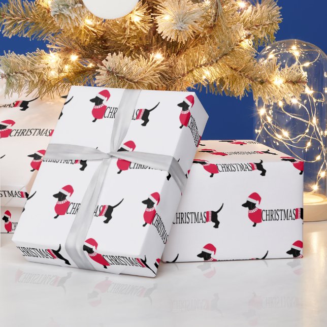 Weihnachtshunde Niedliche Grafik-Dackeln Spaß Geschenkpapier (Feiertage)