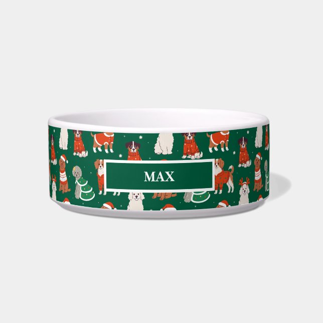 Weihnachtshunde Personalisiert Begleiter Napf (Vorderseite)