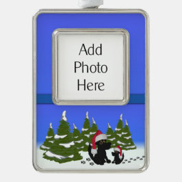 Weihnachtshunde Rahmen-Ornament Silber