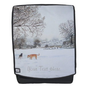Weihnachtshunde - Schneewelt landschaftlich Rucksack