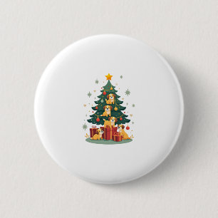 Weihnachtshunde Tree T - Shirt Niedlich Hunde Welp Button