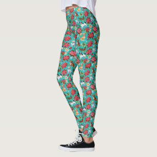 Weihnachtshunde und Holly Holiday Festival Leggings