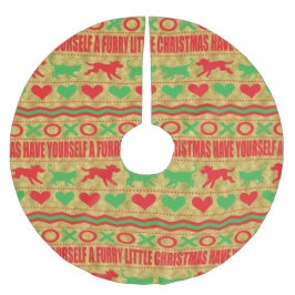 Weihnachtshunde und Katzen-Furries Polyester Weihnachtsbaumdecke