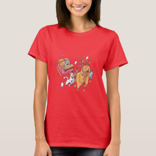 Weihnachtshunde und KatzenSchlitten T-Shirt