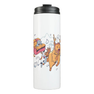 Weihnachtshunde und KatzenSchlitten Thermosbecher