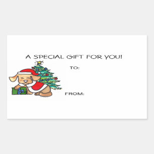 Weihnachtshundegeschenk etikettiert rechteckiger aufkleber