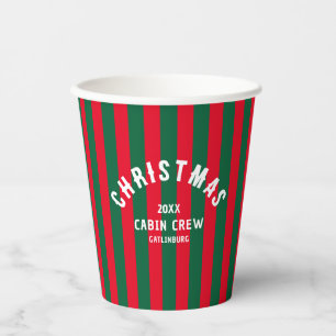 Weihnachtshütte Crew Custom Red Green Strip Pappbecher