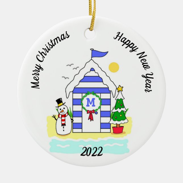 Weihnachtshütte Keramik Ornament (Vorne)