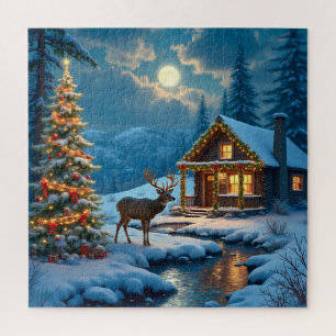 Weihnachtshütte Schnee Puzzle