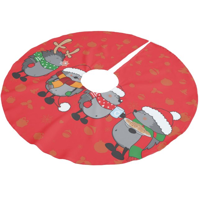 Weihnachtsigel Polyester Weihnachtsbaumdecke (Schrägansicht)