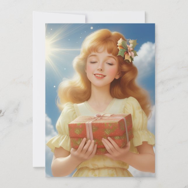 Weihnachtsillustration im Retro-Stil Feiertagskarte (Vorderseite)