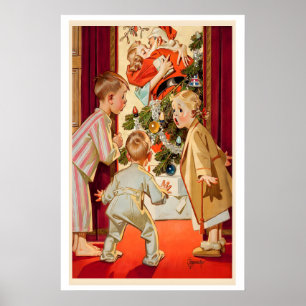 Weihnachtsillustration im Vintage-Stil Retro-Weihn Poster