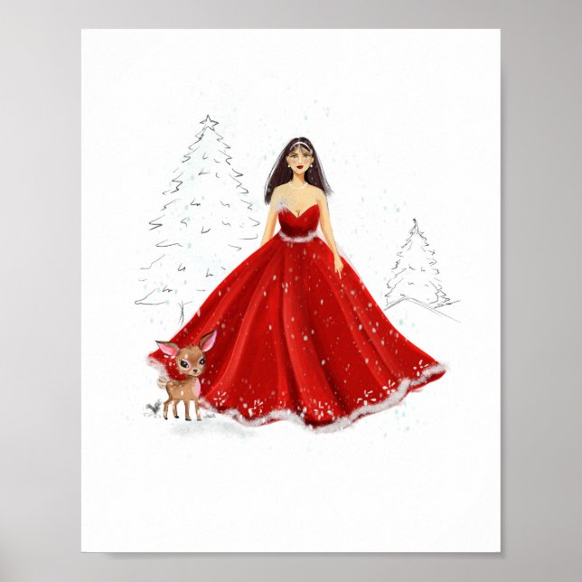 Weihnachtsillustration Poster (Vorne)