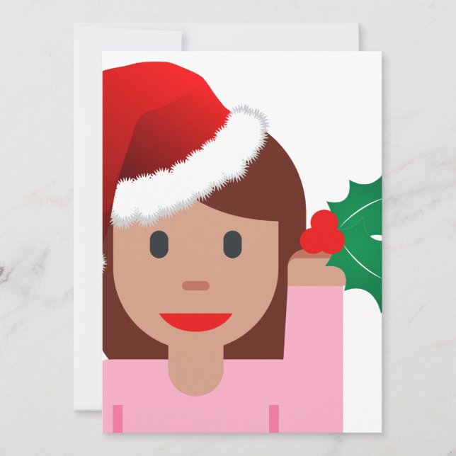 Weihnachtsinformationsmädchen Emoji Einladung (Vorderseite)