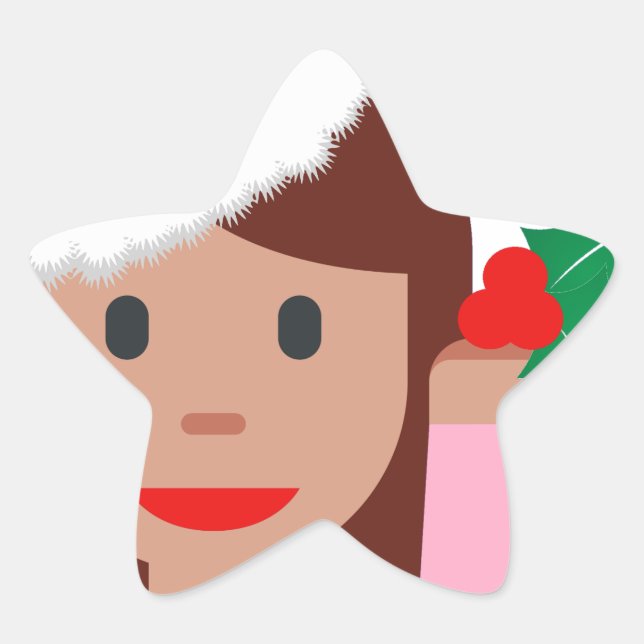 Weihnachtsinformationsmädchen Emoji Stern-Aufkleber (Vorderseite)