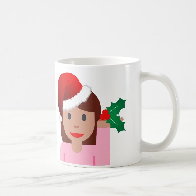 Weihnachtsinformationsmädchen Emoji Tasse (Rechts)