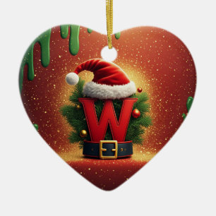Weihnachtsinitiale W für Feiertagsgeschenke Keramik Ornament