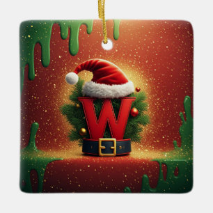 Weihnachtsinitiale W für Feiertagsgeschenke Keramikornament
