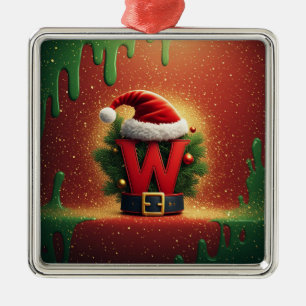 Weihnachtsinitiale W für Feiertagsgeschenke Ornament Aus Metall