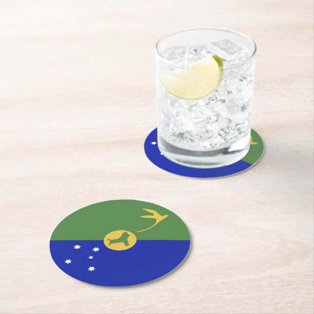 Weihnachtsinsel Runder Pappuntersetzer (Vor Ort)