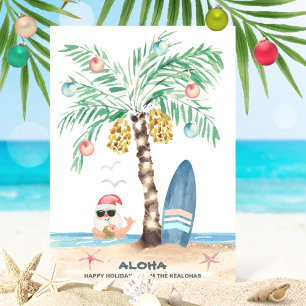 Weihnachtsinsel Surf Santa Aloha Tropical Beach Feiertagskarte