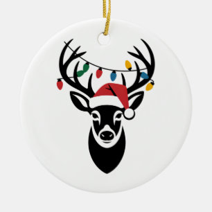 Weihnachtsjagd mit Bockgeweih Santa Jäger Keramik Ornament