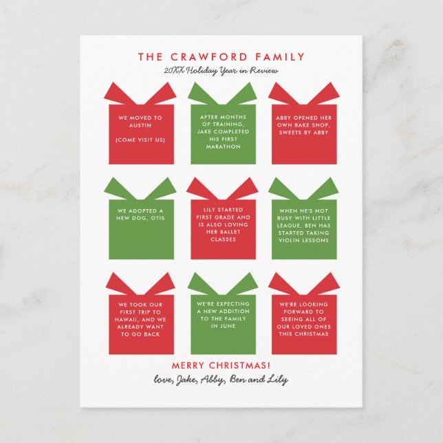 Weihnachtsjahr im Überblick Weihnachtskarte Postkarte (Vorderseite)