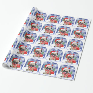 Weihnachtsjahreszeit-Winter-Mops Geschenkpapier