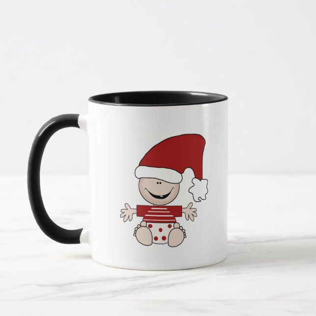 Weihnachtsjung im Strumpf Tshirts und Geschenke Tasse (Links)
