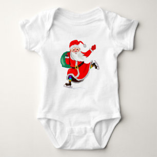 Weihnachtsjunge Bodysuit Santa mit Geschenk Baby Strampler