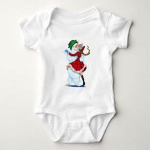 Weihnachtsjunge Bodysuit Snowman and Girl Dancing Baby Strampler
