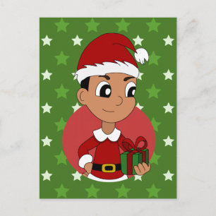 Weihnachtsjunge Cartoon Feiertagspostkarte