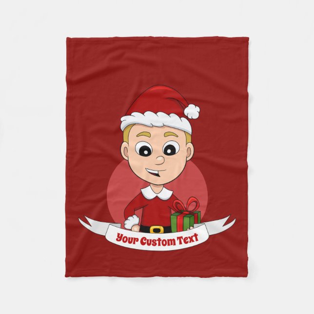 Weihnachtsjunge Cartoon Fleecedecke (Vorderseite)