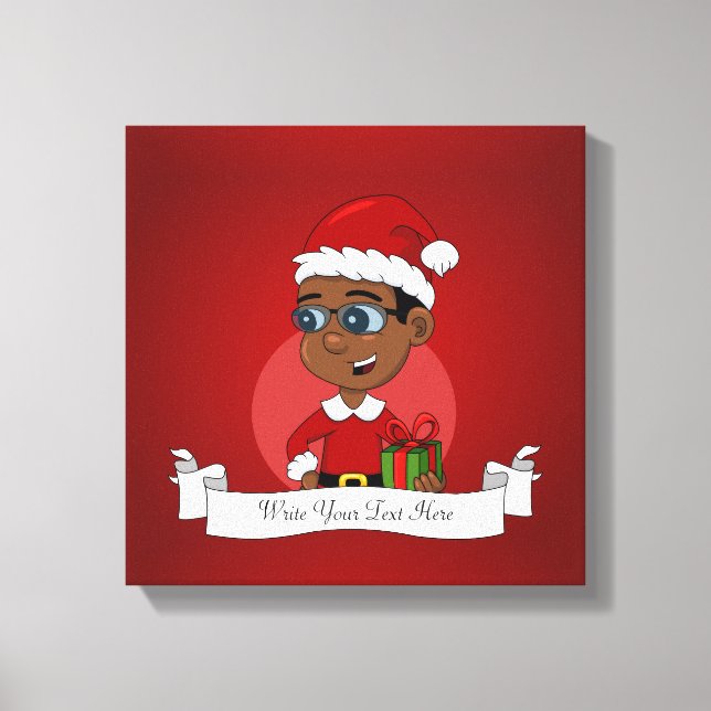 Weihnachtsjunge Cartoon Leinwand (Vorderseite)